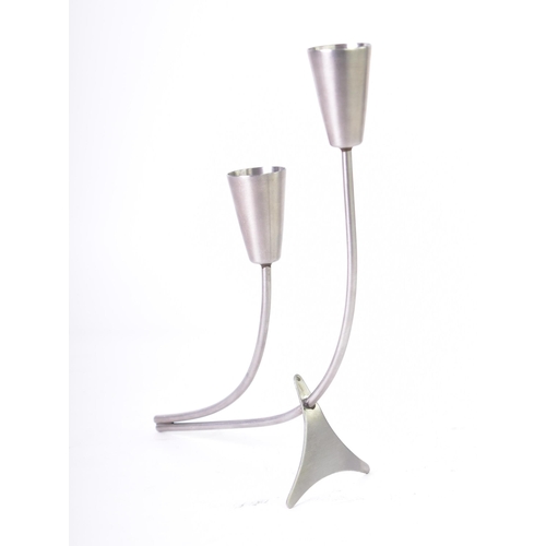 601 - Modernist Carnival Designs - A Danish vintage mid 20th century circa 1970s stainless steel candlesti... 