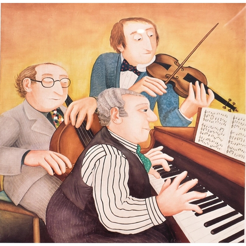 602 - Beryl Cook, OBE (British, b 1926-2008) - 3 Musicians - a 1995 lithograph print on paper. Signed in p... 