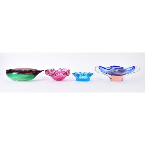 603 - An assortment of four continental vintage mid 20th century circa 1960s & 1970s hand blown polychrome... 