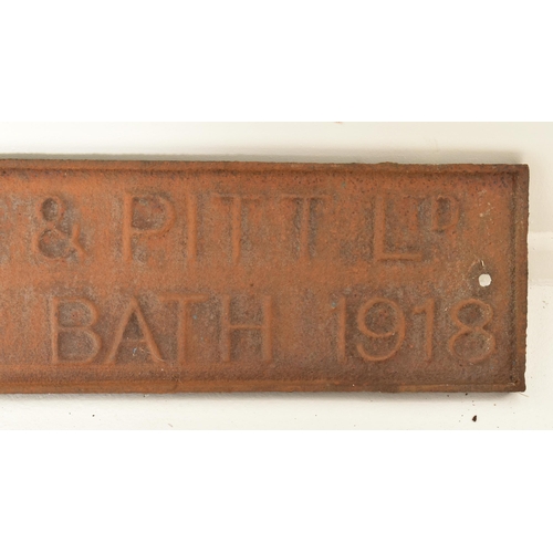 608 - An early 20th century cast iron sign for Stothert & Pitt Ltd. Engineers of Bath 1918. The iron sign ... 