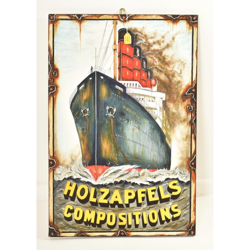 610 - Holzapfels Composition - a vintage oil on canvas painting reproducing a point-of-sale enamel sign. T... 