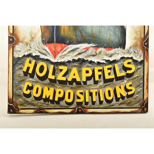 610 - Holzapfels Composition - a vintage oil on canvas painting reproducing a point-of-sale enamel sign. T... 