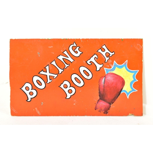 619 - Boxing Booth - A 20th century fairground / funfair painted wooden panel for the Boxing Booth. White ... 