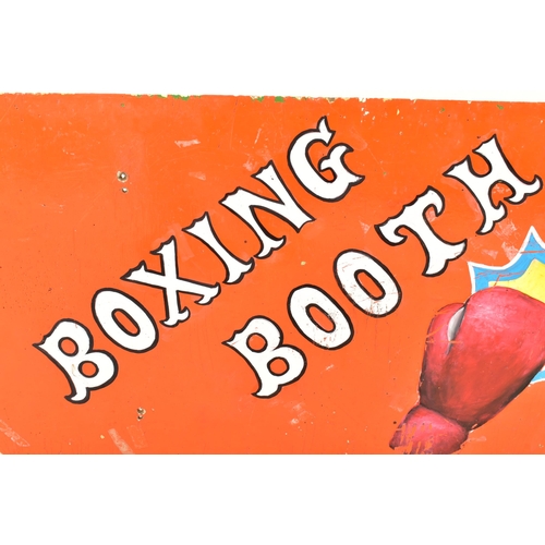 619 - Boxing Booth - A 20th century fairground / funfair painted wooden panel for the Boxing Booth. White ... 