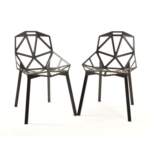 620 - Konstantin Grcic - MAGIS - Chair One - Four Contemporary Made in Italy black metal ' Chair One ' din... 