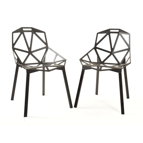 620 - Konstantin Grcic - MAGIS - Chair One - Four Contemporary Made in Italy black metal ' Chair One ' din... 