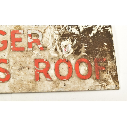 621 - A vintage 20th century aluminium warning sign for 'Danger Asbestos Roof'. The sign of rectangular fo... 