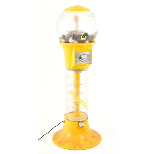 627 - Beaver Revolution - A late 20th century plastic gumball machine / dispenser. Large yellow and clear ... 