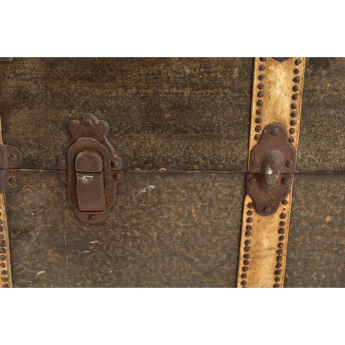 630 - Cross, London - A large early 20th century British trade mark leather steamer trunk travel chest. Th... 