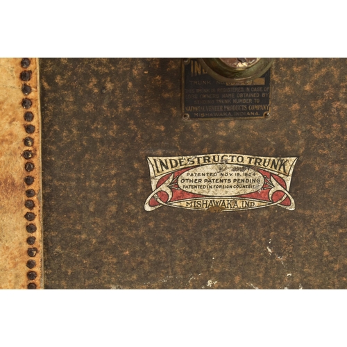 630 - Cross, London - A large early 20th century British trade mark leather steamer trunk travel chest. Th... 