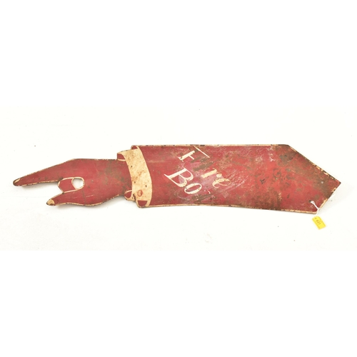 631 - A vintage 20th century circa 1930s hand painted metal double sided Fire Box hand arm shaped directio... 