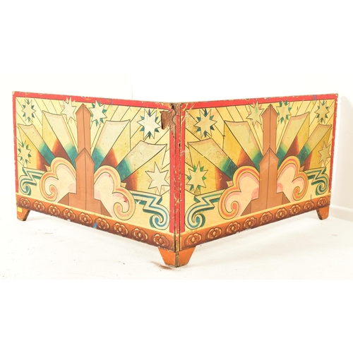 632 - A vintage 20th century 1950s fairground / funfair hand painted double panel arcade booth. The two hi... 