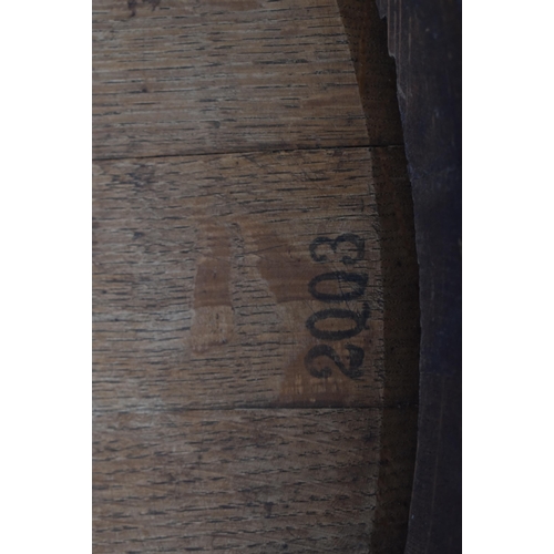 65 - A large vintage late 20th century iron bound wine barrel from ' Masseria Altemura ', Puglia, Italy. ... 