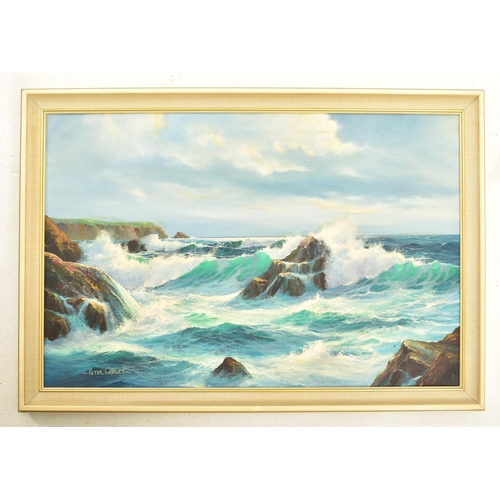 69 - Peter Cosslett (British 1927-2012) - A 20th century oil on canvas seascape painting. The painting de... 