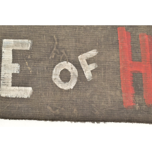 72 - House Of Horrors - A 20th century fairground / funfair painted on old lorry canvas sign reading 'Hou... 