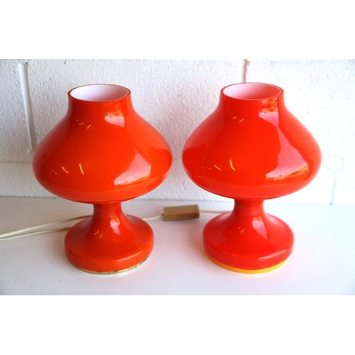 75 - Stepan Tabera for OPP Jihlava - A pair of retro 20th century 1960s studio art glass tangerine orange... 