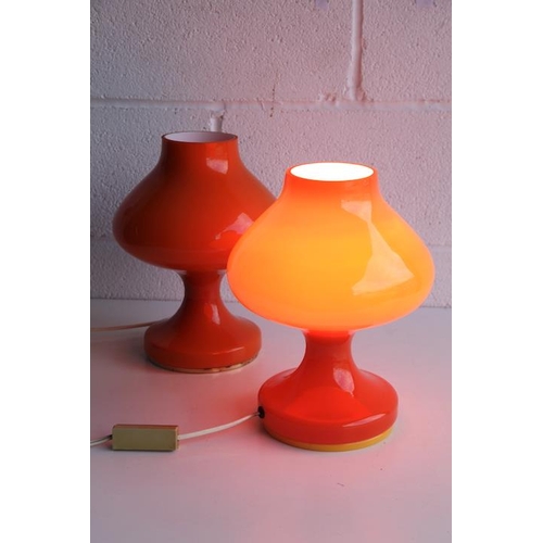 75 - Stepan Tabera for OPP Jihlava - A pair of retro 20th century 1960s studio art glass tangerine orange... 