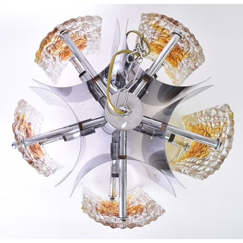 78 - Toni Zuccheri for VeArt - A retro mid 20th century Italian designer space age hanging ceiling light ... 