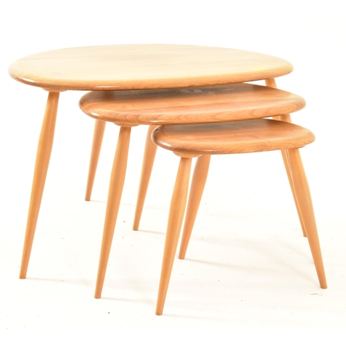 9 - Lucian Ercolani for Ercol - Model 354 - A retro 1960s beech and elm blonde set of  Pebble nesting ta... 