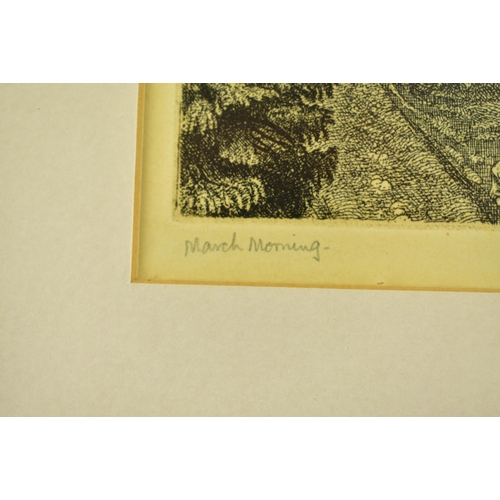 140 - Paul Drury (1903-1987) - March Morning - a 1933 etching on paper being signed in pencil to the margi... 