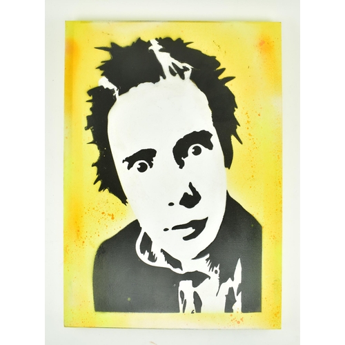 261 - David Hudson - Two contemporary stencil spray painting/ acrylic paintings of Sid Vicious of the Sex ... 