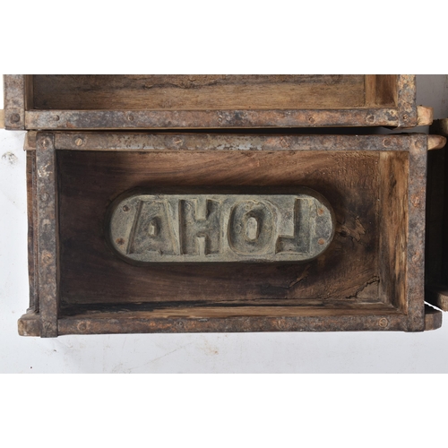 513 - A selection of nineteen mid 20th century industrial hardwood stacking brick moulds. Each mould iron ... 