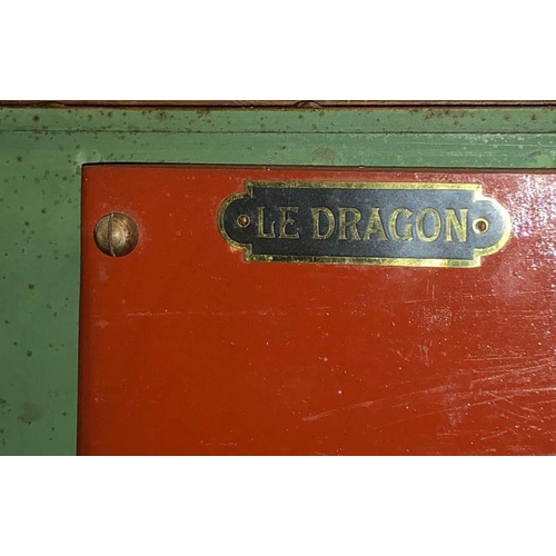 215 - A 20th century solid cast iron bachelor chest of drawers shaped floor safe. The safe in the shape of... 