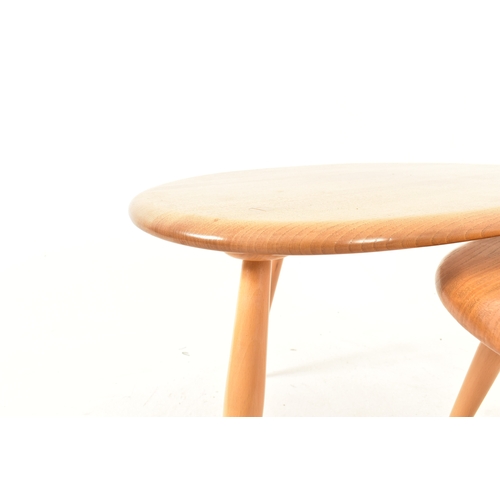 9 - Lucian Ercolani for Ercol - Model 354 - A retro 1960s beech and elm blonde set of  Pebble nesting ta... 