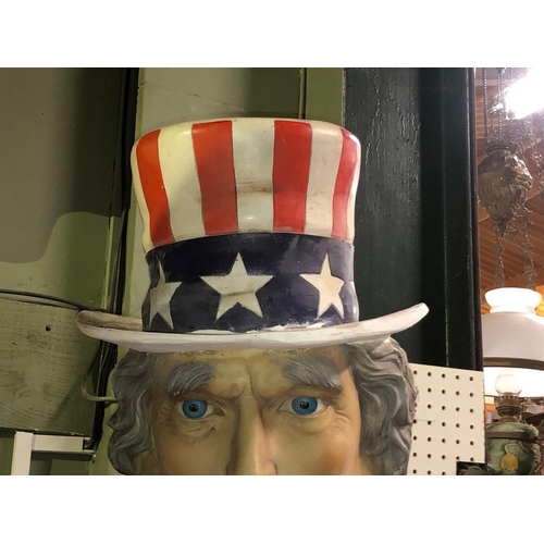 645 - A very large contemporary fiberglass figure in the form of Uncle Sam. The large display / prop / sho... 