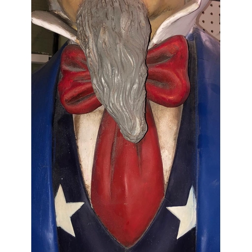 645 - A very large contemporary fiberglass figure in the form of Uncle Sam. The large display / prop / sho... 