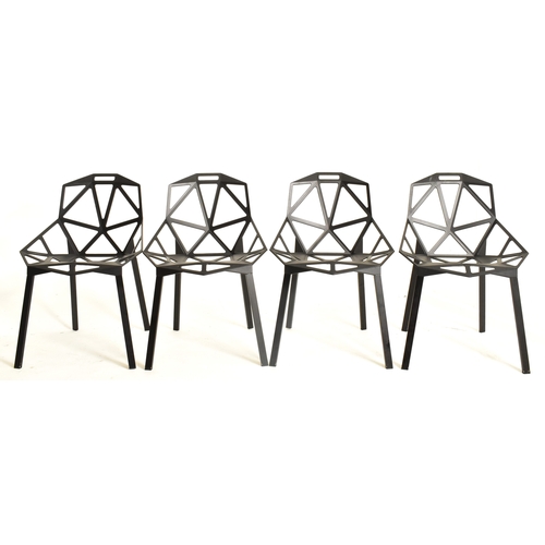 620 - Konstantin Grcic - MAGIS - Chair One - Four Contemporary Made in Italy black metal ' Chair One ' din... 