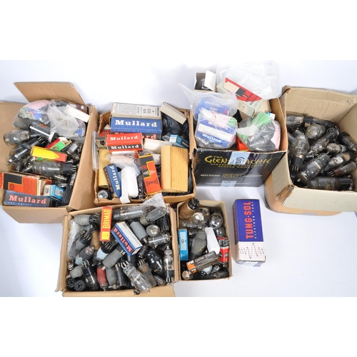 243 - A large collection of vintage glass radio / TV / guitar valves including US Army / Navy plus the fol... 