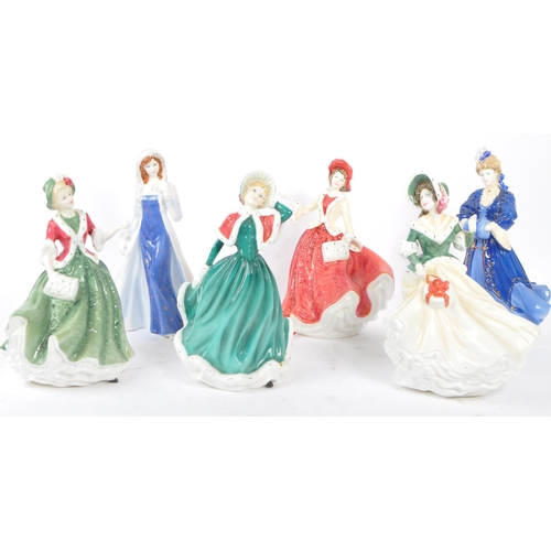 29 - A collection of vintage 20th century Royal Doulton porcelain china tableware female figures. Compris... 