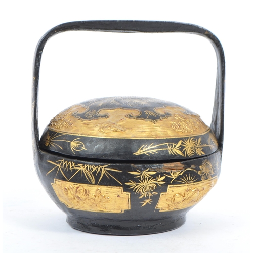 324 - An early 20th century circa 1920s Chinese lacquered gilded paper mache marriage / wedding basket foo... 