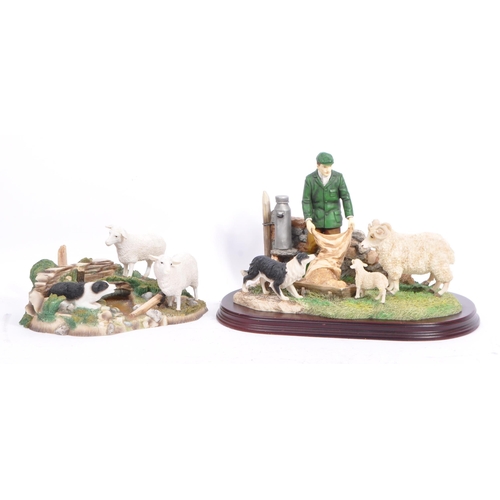 326 - The Leonardo Collection - Two late 20th century figurines. Depicting a farmer with a collie sheep do... 