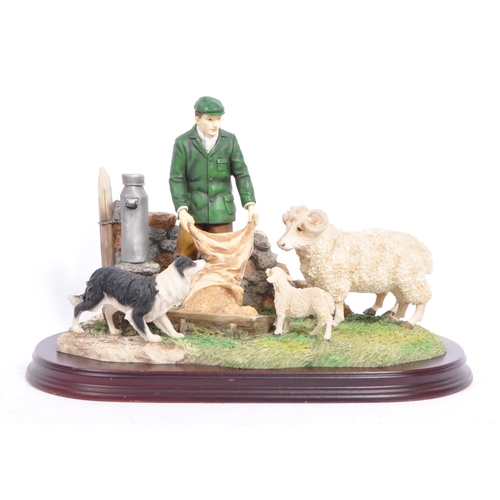 326 - The Leonardo Collection - Two late 20th century figurines. Depicting a farmer with a collie sheep do... 