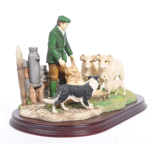 326 - The Leonardo Collection - Two late 20th century figurines. Depicting a farmer with a collie sheep do... 