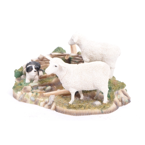 326 - The Leonardo Collection - Two late 20th century figurines. Depicting a farmer with a collie sheep do... 