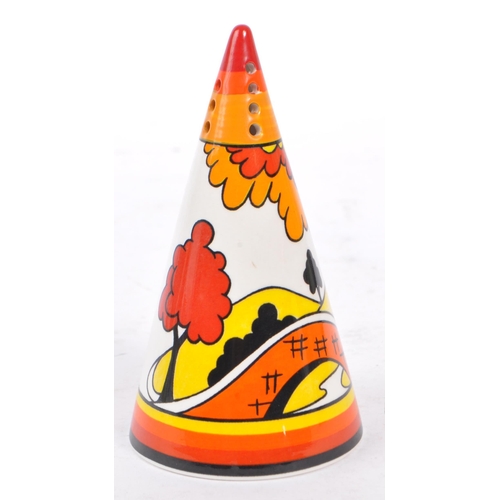 33 - Clarice Cliff - A pair of hand painted sugar sifters by Clarice Cliff. Includes 'House & Bridge', th... 