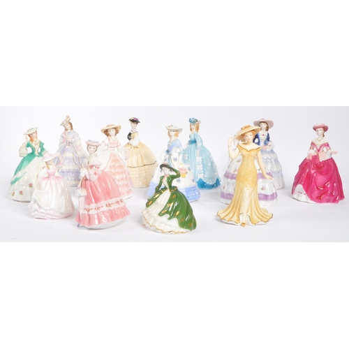 38 - Coalport - The Fashionable Victorians - A collection of 20th century miniature bone china figurines ... 