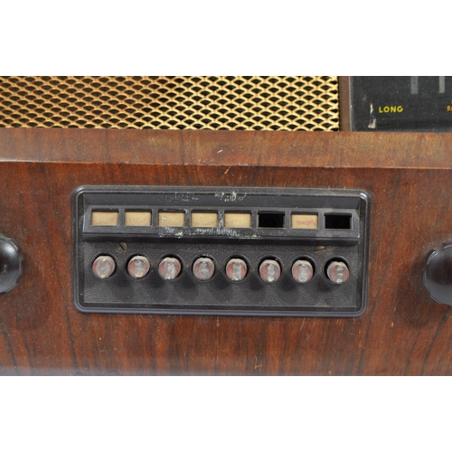 405 - A vintage mid 20th century Bush valve A. C. receiver type PB.12 radio. Of rectangular form with make... 