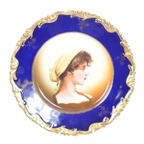 40a - Early 20th century circa 1900s Rosenthal German porcelain display cabinet plates. With side portrait... 