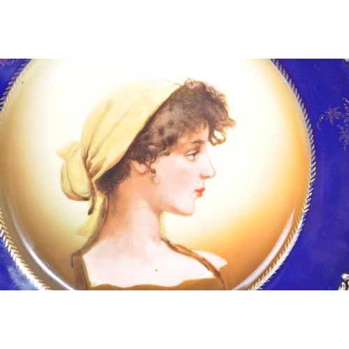 40a - Early 20th century circa 1900s Rosenthal German porcelain display cabinet plates. With side portrait... 