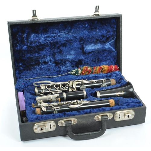 410 - A 20th century Boosey and Hawkes regent clarinet instrument. The clarinet having nickel fittings. In... 