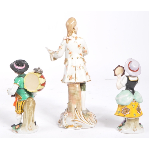 42 - A collection of three late 19th century continental (possibly German) porcelain figurines in the man... 