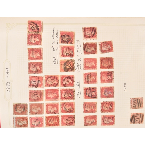 458 - A collection of Victorian 19th century & later UK franked and unfranked stamps in red album. The lot... 