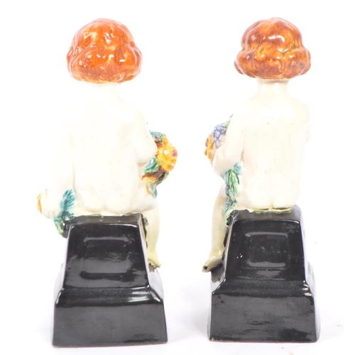 5 - Royal Worcester - Two 19th century circa 1890s Royal Worcester bone china majolica type figurines. M... 