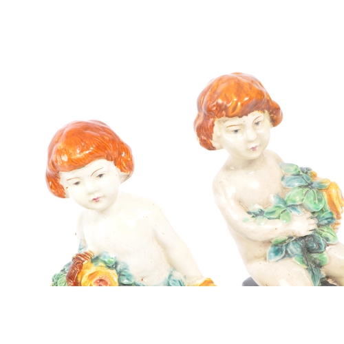 5 - Royal Worcester - Two 19th century circa 1890s Royal Worcester bone china majolica type figurines. M... 