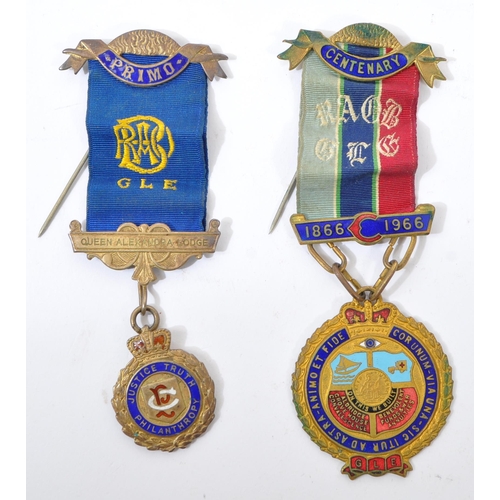 545 - Two mid 20th century circa 1960s RAOB (Royal Antediluvian Order of Buffaloes) medals, alongside acce... 