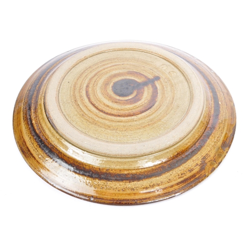 60a - Michael Leach - A vintage mid 20th century large Michael Leach studio pottery stoneware plate charge... 